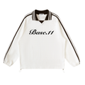 Contrast Striped Lapel Collar Sweatshirt