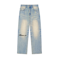 Sun Fade Raw Hem Denim Jeans
